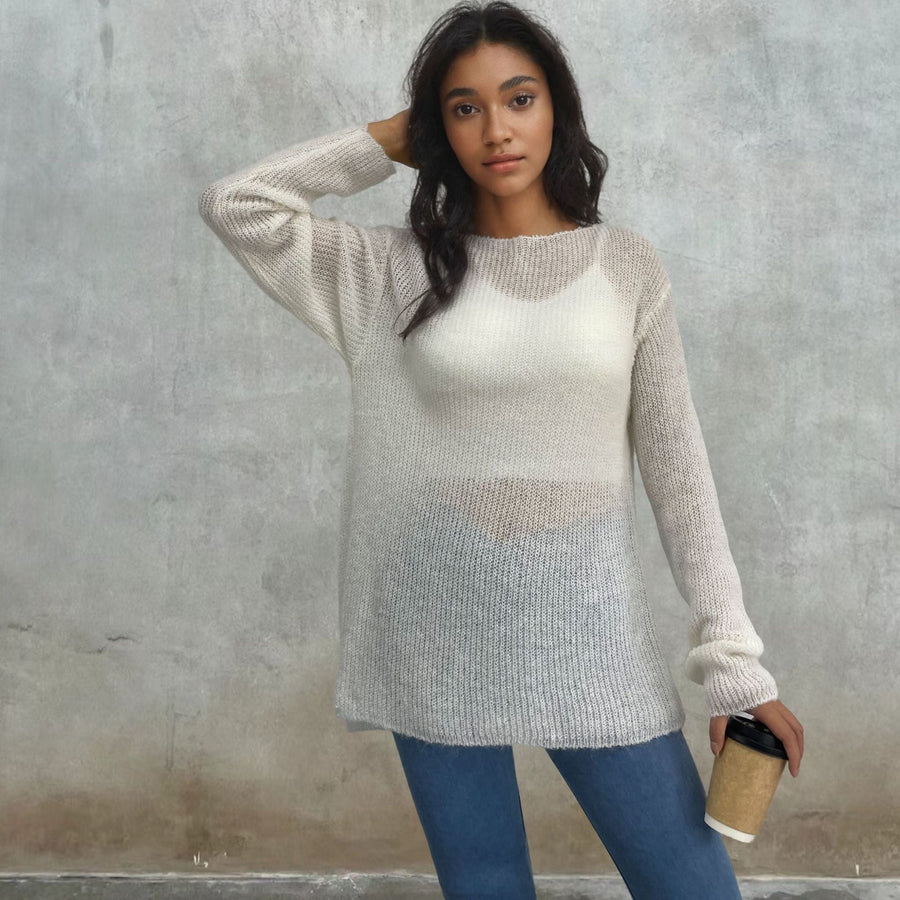 Kaia Airy Knit Sweater in White