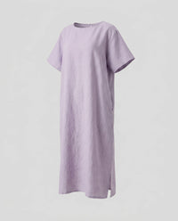 Kaia Airy Linen Mini Dress in Purple