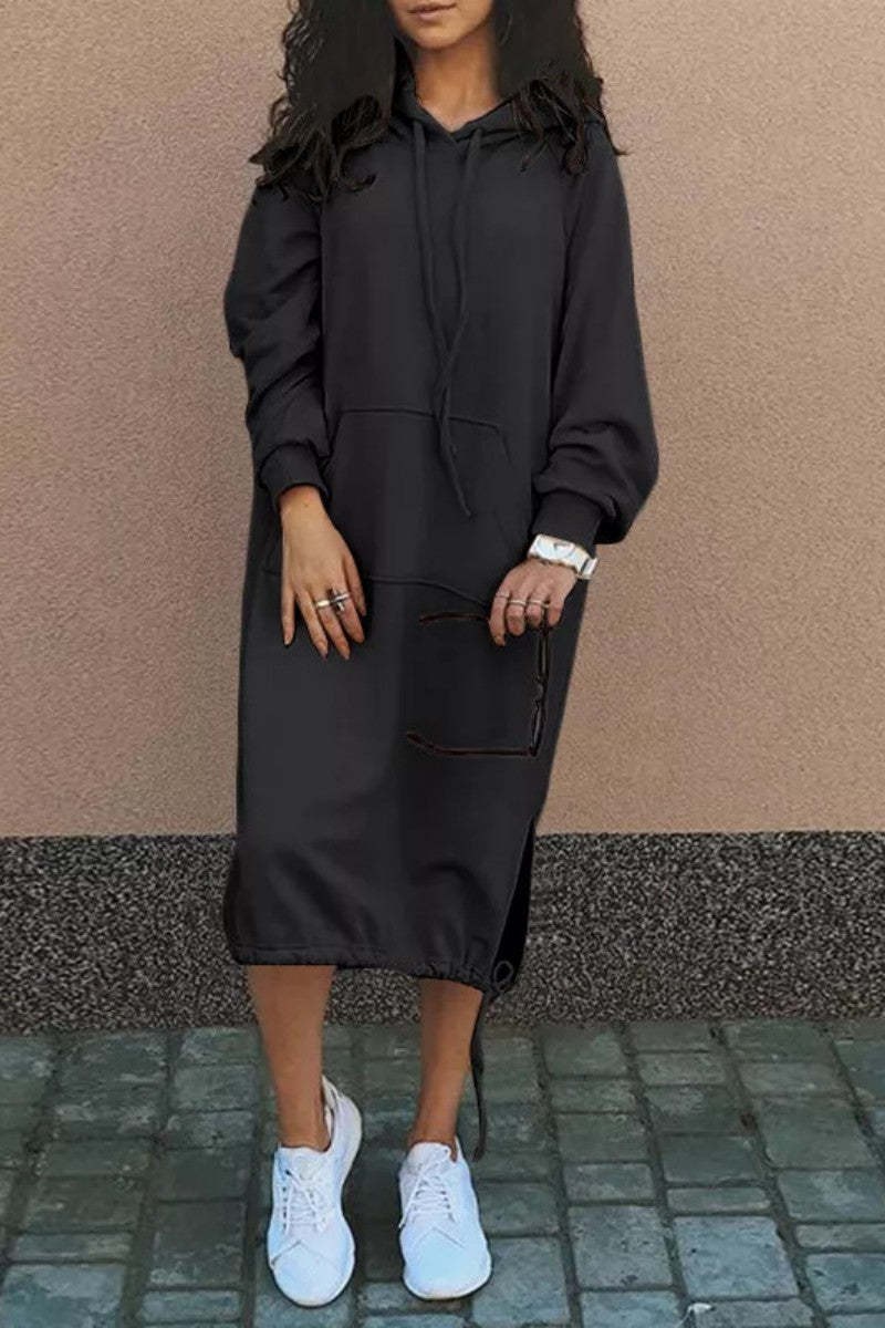Kaia Casual Dress with Pockets in Black