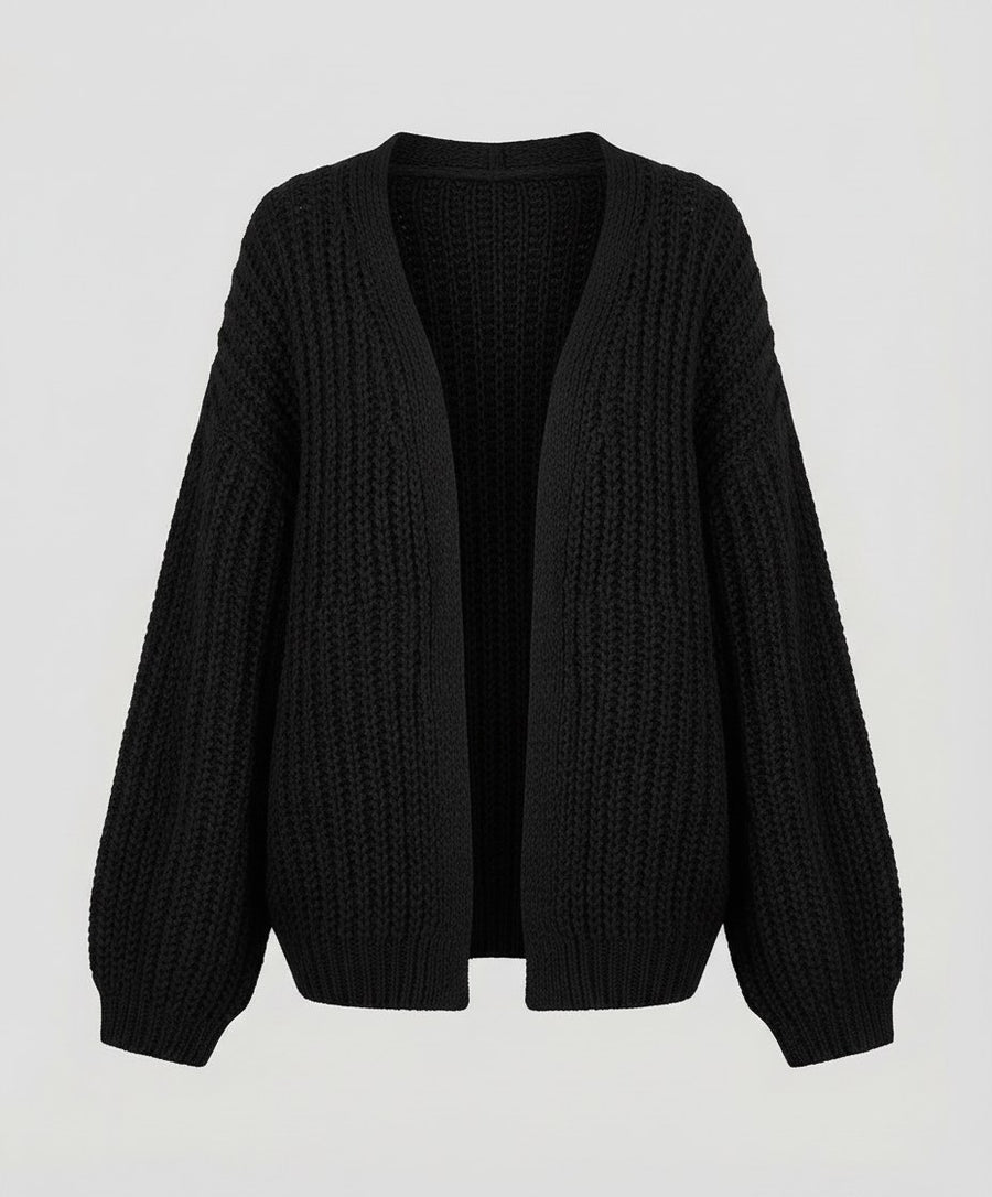 Kaia Comfortable Knit Cardigan with Long Sleeve in Black