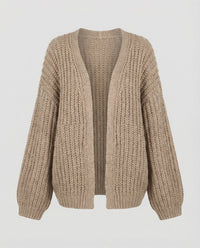 Kaia Comfortable Knit Cardigan with Long Sleeve in Khaki