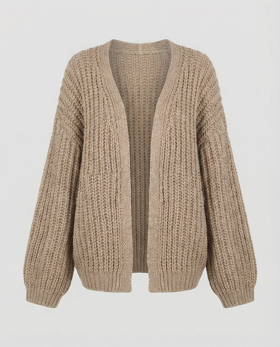 Kaia Comfortable Knit Cardigan with Long Sleeve in Khaki