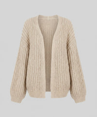 Kaia Comfortable Knit Cardigan with Long Sleeve in White