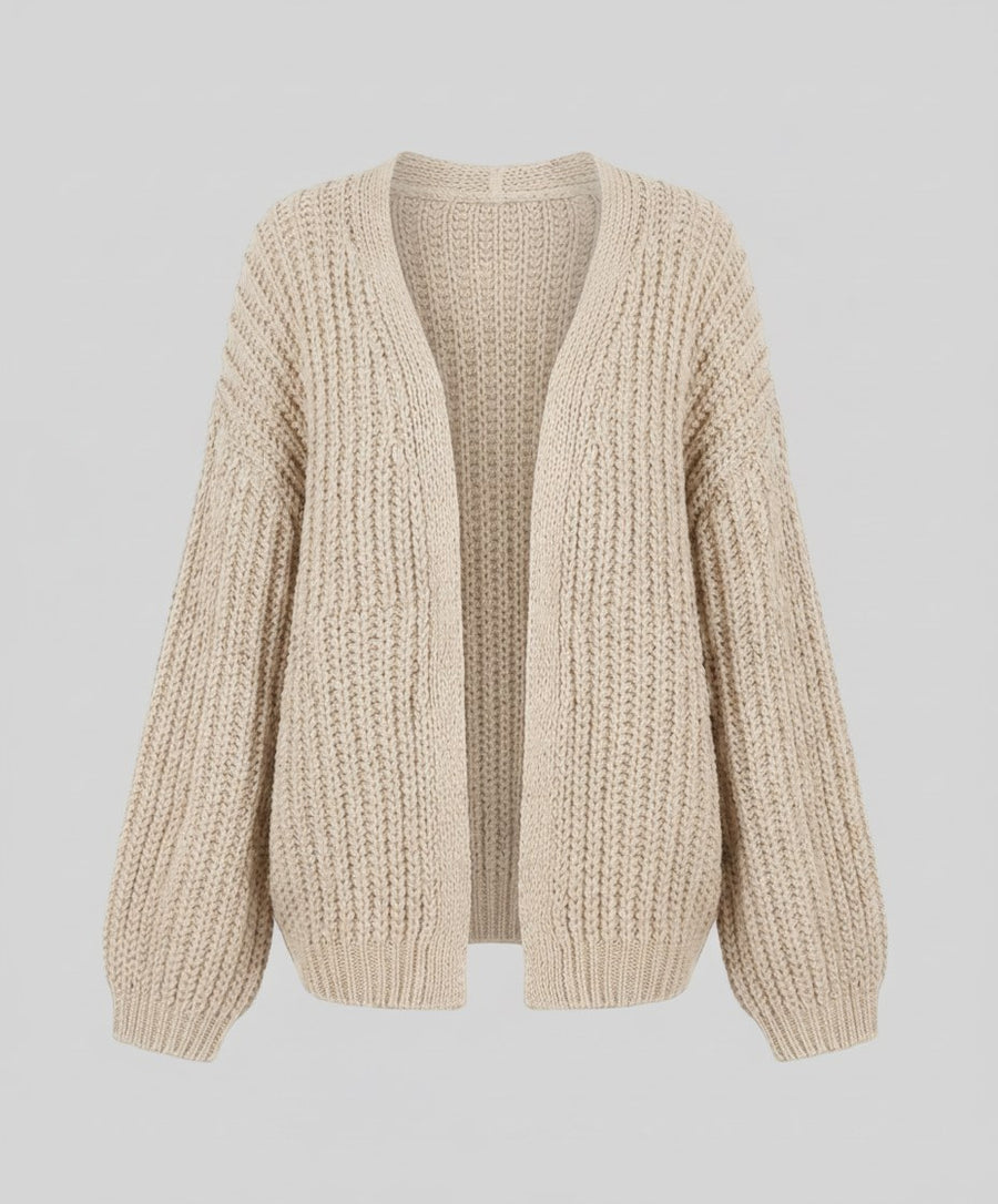 Kaia Comfortable Knit Cardigan with Long Sleeve in White
