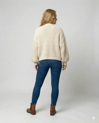 Kaia Comfortable Knit Cardigan with Long Sleeve in White