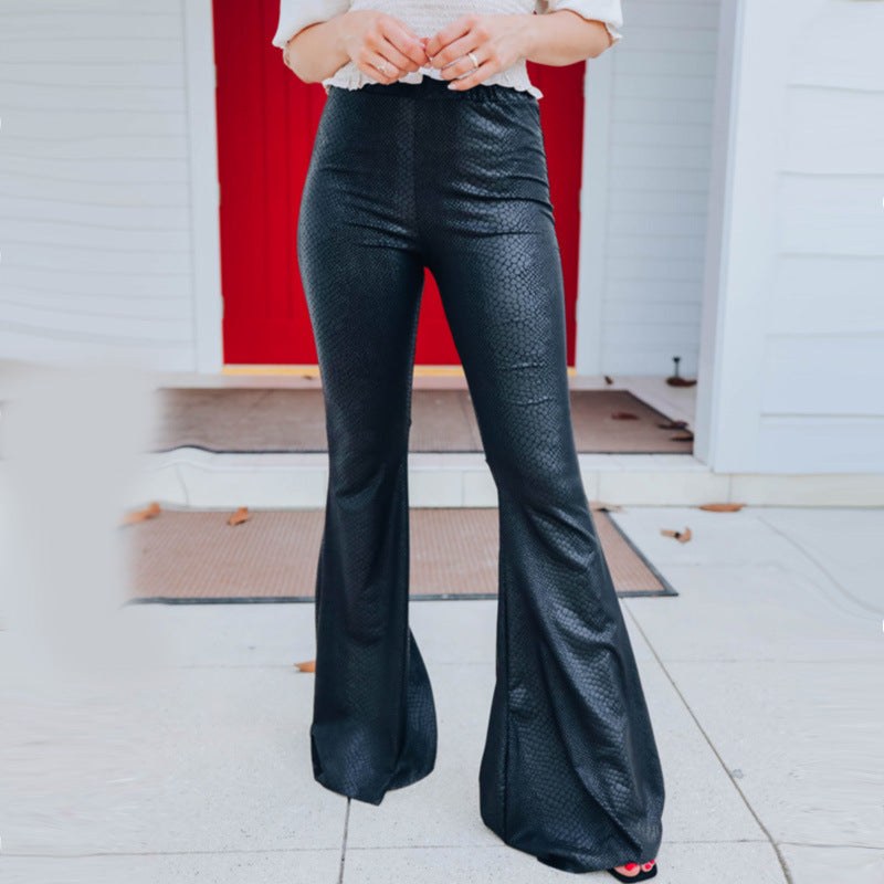 Kaia Elegant Leather Trousers in Black