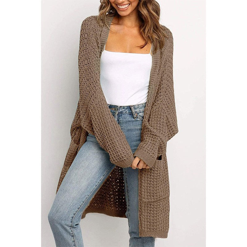 Kaia Knit Cardigan with Pockets in Khaki