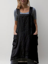 Kaia Linen Dress with Pockets in Black