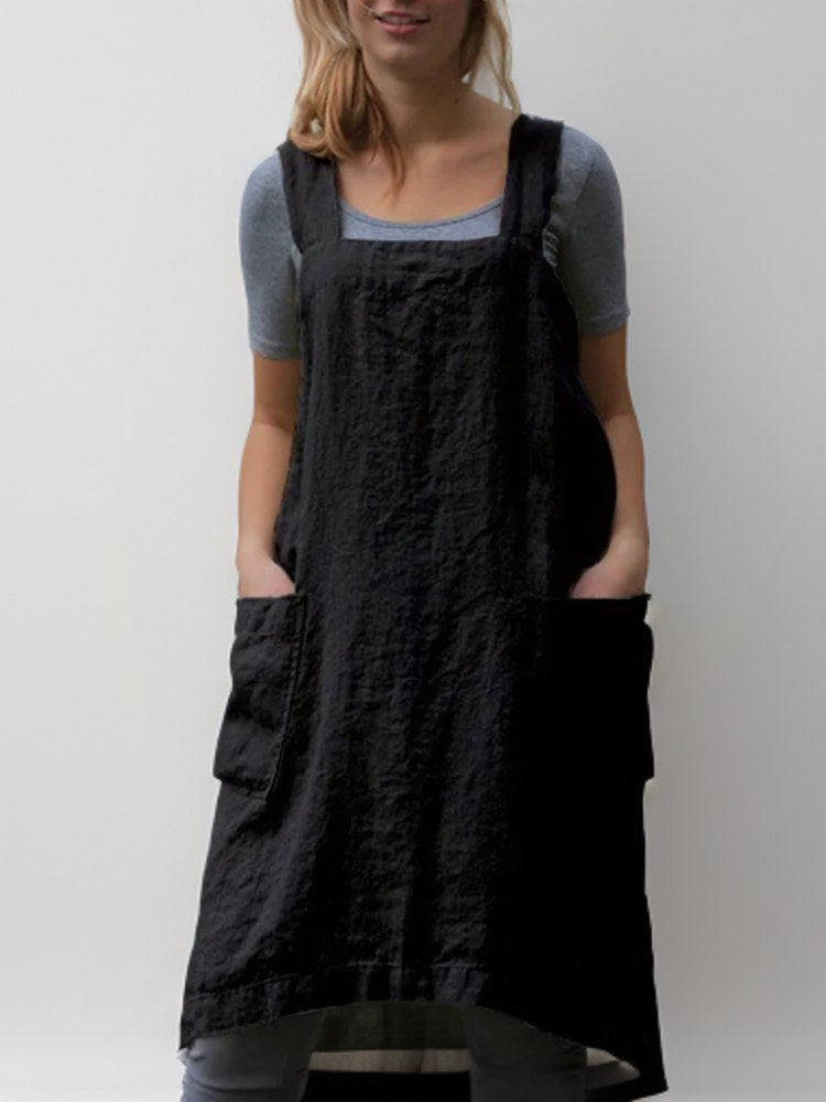 Kaia Linen Dress with Pockets in Black