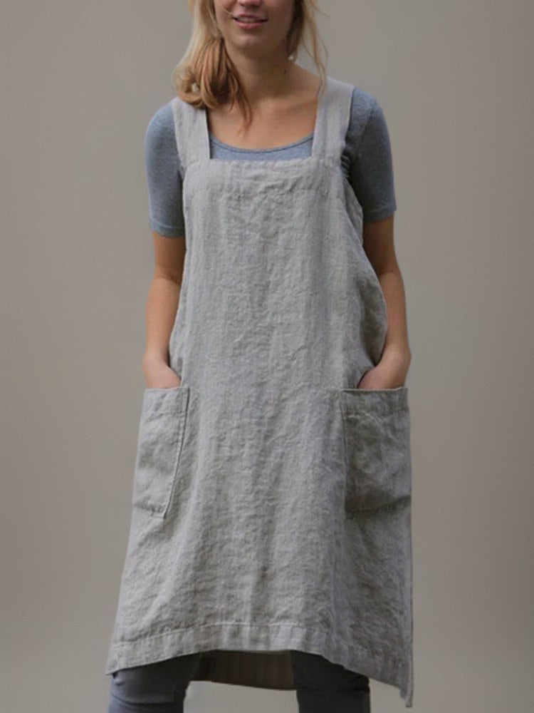 Kaia Linen Dress with Pockets in Grey