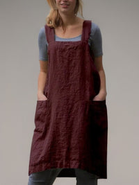 Kaia Linen Dress with Pockets in Rotwein
