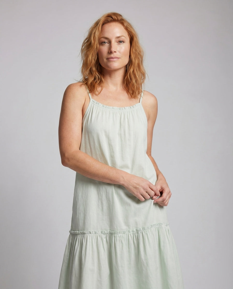 Kalia Airy Linen Maxi Dress with Ruffles