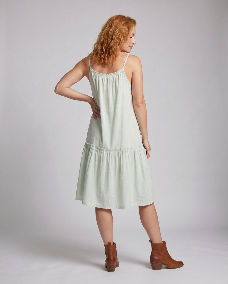 Kalia Airy Linen Maxi Dress with Ruffles