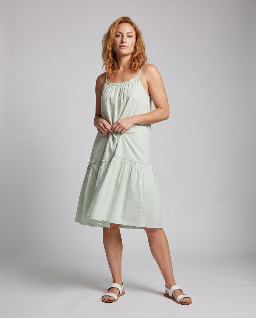 Kalia Airy Linen Maxi Dress with Ruffles