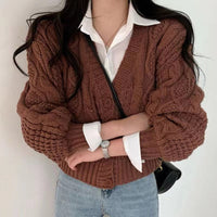 Kalia Knit Cardigan in Dark Brown