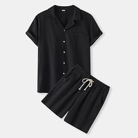 Kalia Suit with Short Sleeve and Elastic Waist in Black