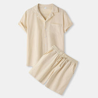 Kalia Suit with Short Sleeve and Elastic Waist in Khaki