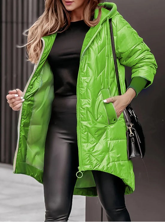 Kara Casual Quilted Jacket with Pockets in Green