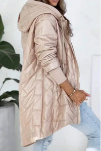 Kara Casual Quilted Jacket with Pockets in Khaki