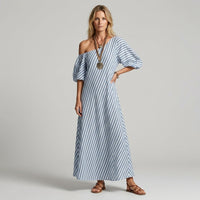 Kara One-Shoulder Maxi Dress in Azure