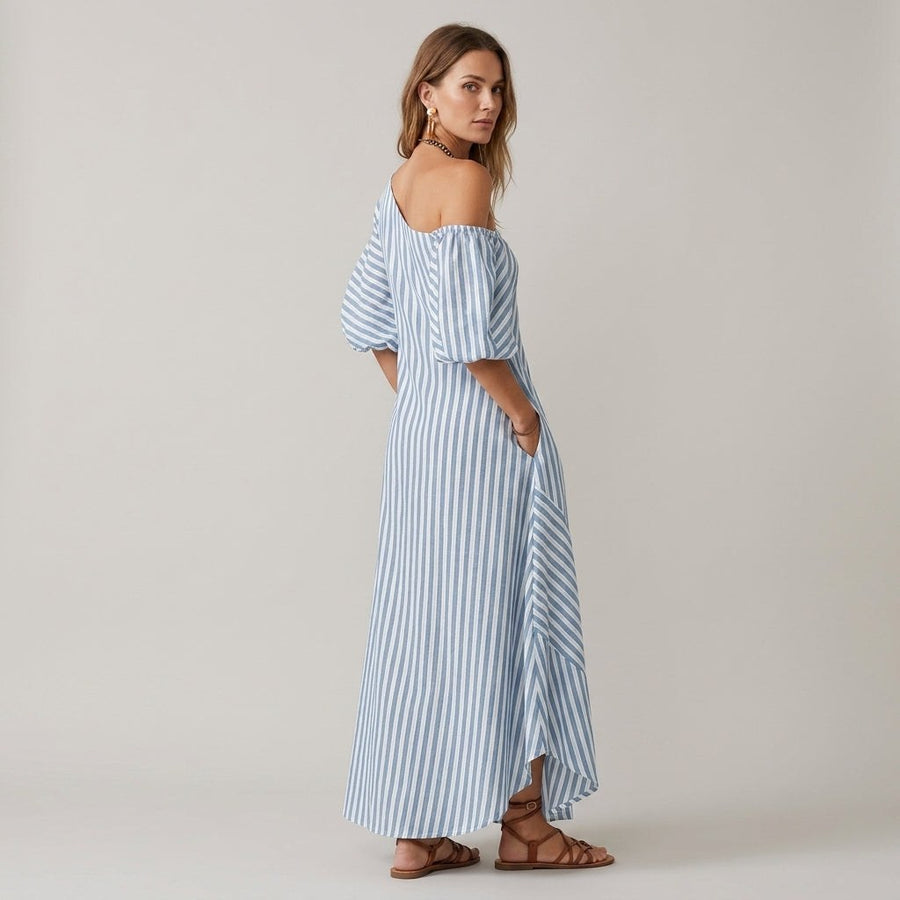 Kara One-Shoulder Maxi Dress in Azure