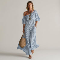 Kara One-Shoulder Maxi Dress in Azure