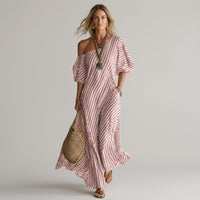 Kara One-Shoulder Maxi Dress in Rose