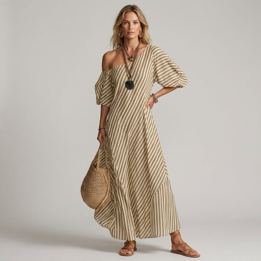 Kara One-Shoulder Maxi Dress in Sand