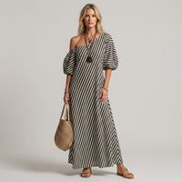 Kara One-Shoulder Maxi Dress in Slate