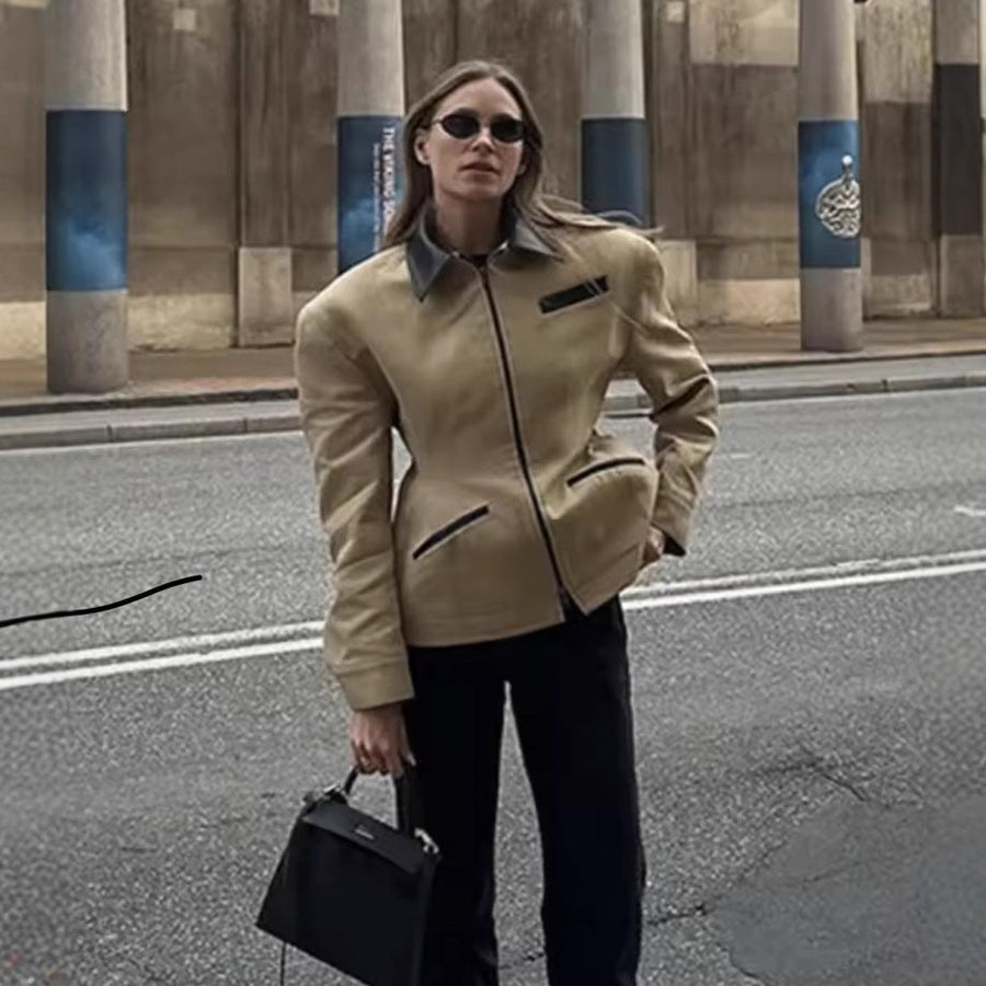 Kara Quilted Jacket with Pockets in Khaki