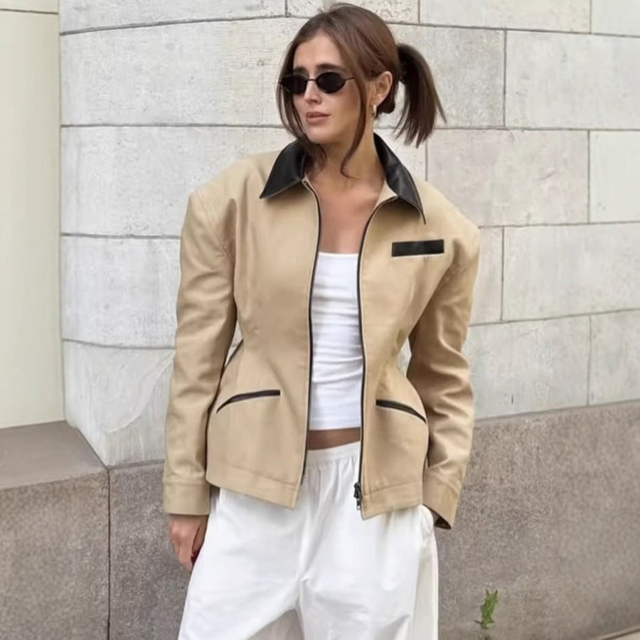 Kara Quilted Jacket with Pockets in Khaki