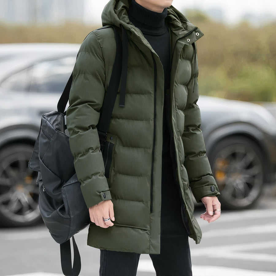 Karel Casual Coat with Hood in Green