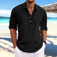 Karel Casual Linen Shirt in Black