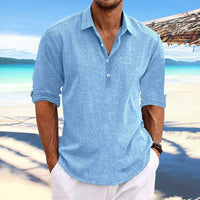 Karel Casual Linen Shirt in Blue