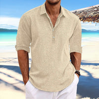 Karel Casual Linen Shirt in Khaki