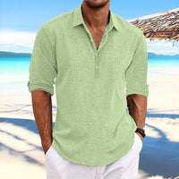 Karel Casual Linen Shirt in Light Green