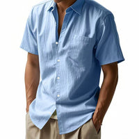 Karel Linen Shirt with Button Front and Chest Pocket