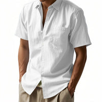 Karel Linen Shirt with Button Front and Chest Pocket