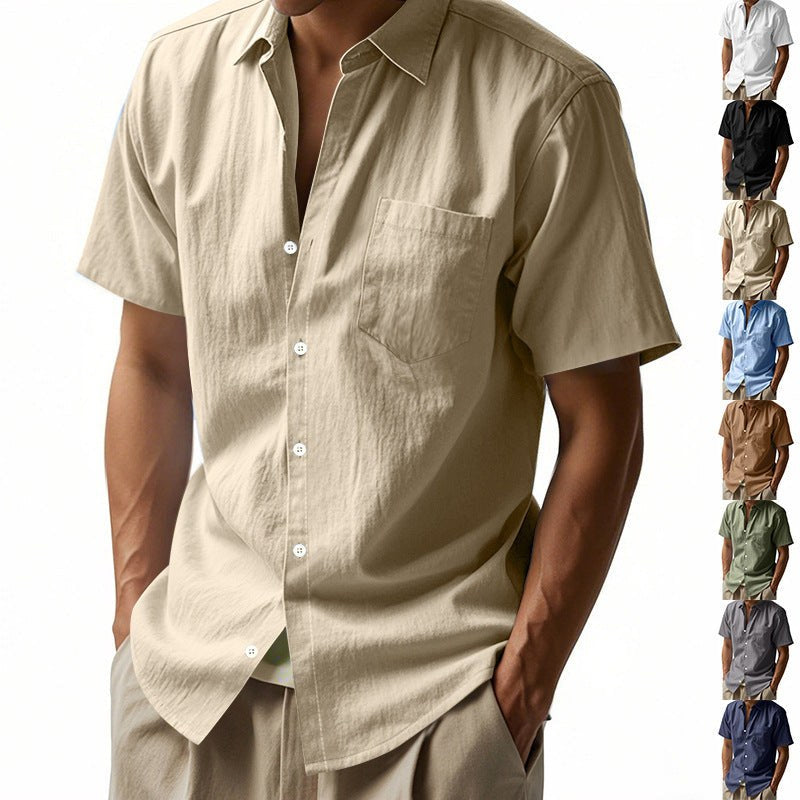 Karel Linen Shirt with Button Front and Chest Pocket