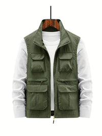 Karel Vest with Zip Front and Pockets in Army Green