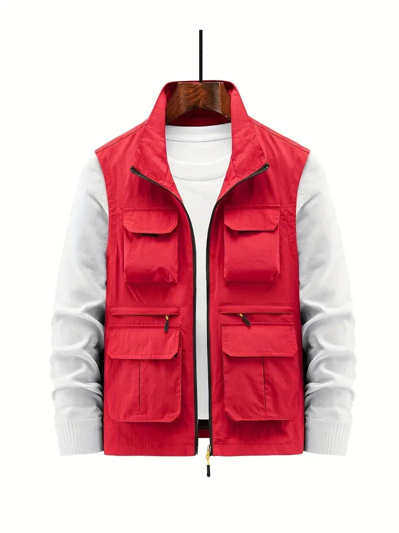 Karel Vest with Zip Front and Pockets in Red