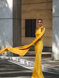 Karina Elegant Evening Dress in Yellow