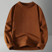 Karina Elegant Sweater with Crew Neck in Light Brown