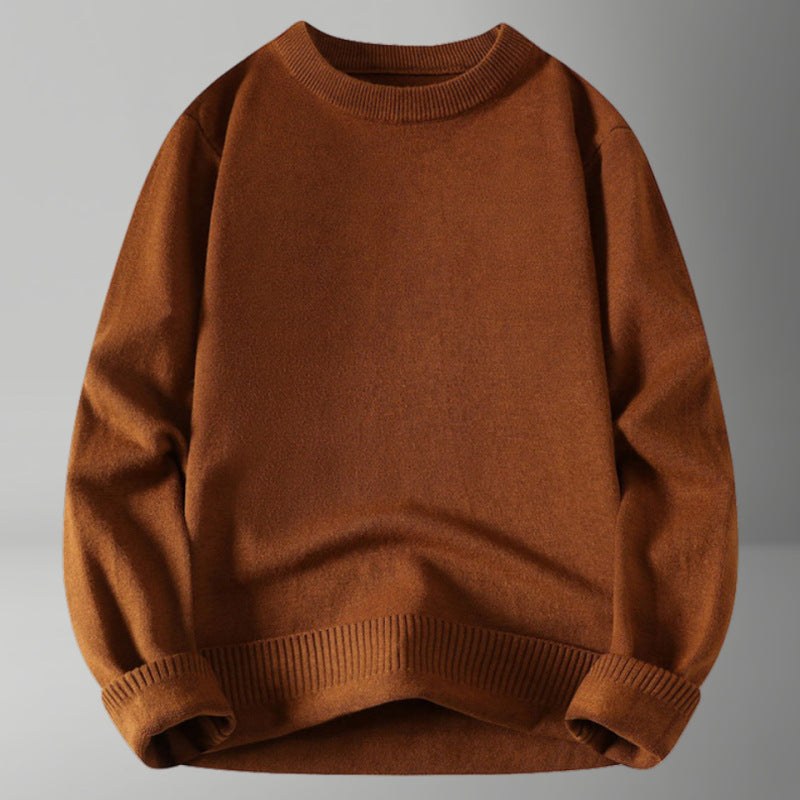 Karina Elegant Sweater with Crew Neck in Light Brown