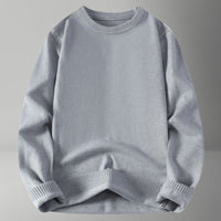 Karina Elegant Sweater with Crew Neck in Light Grey