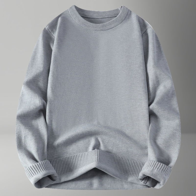 Karina Elegant Sweater with Crew Neck in Light Grey