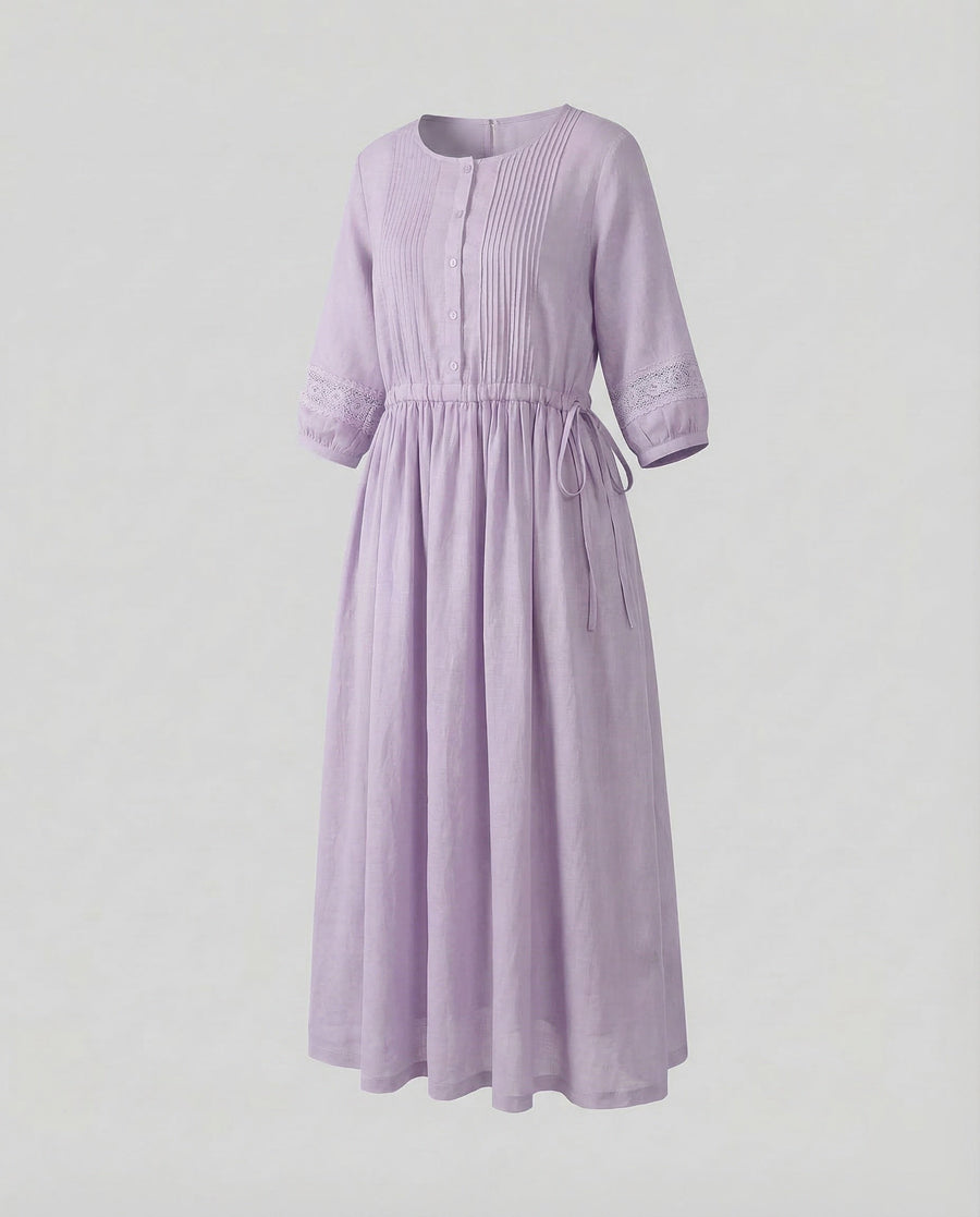 Karina Linen Maxi Dress in Purple