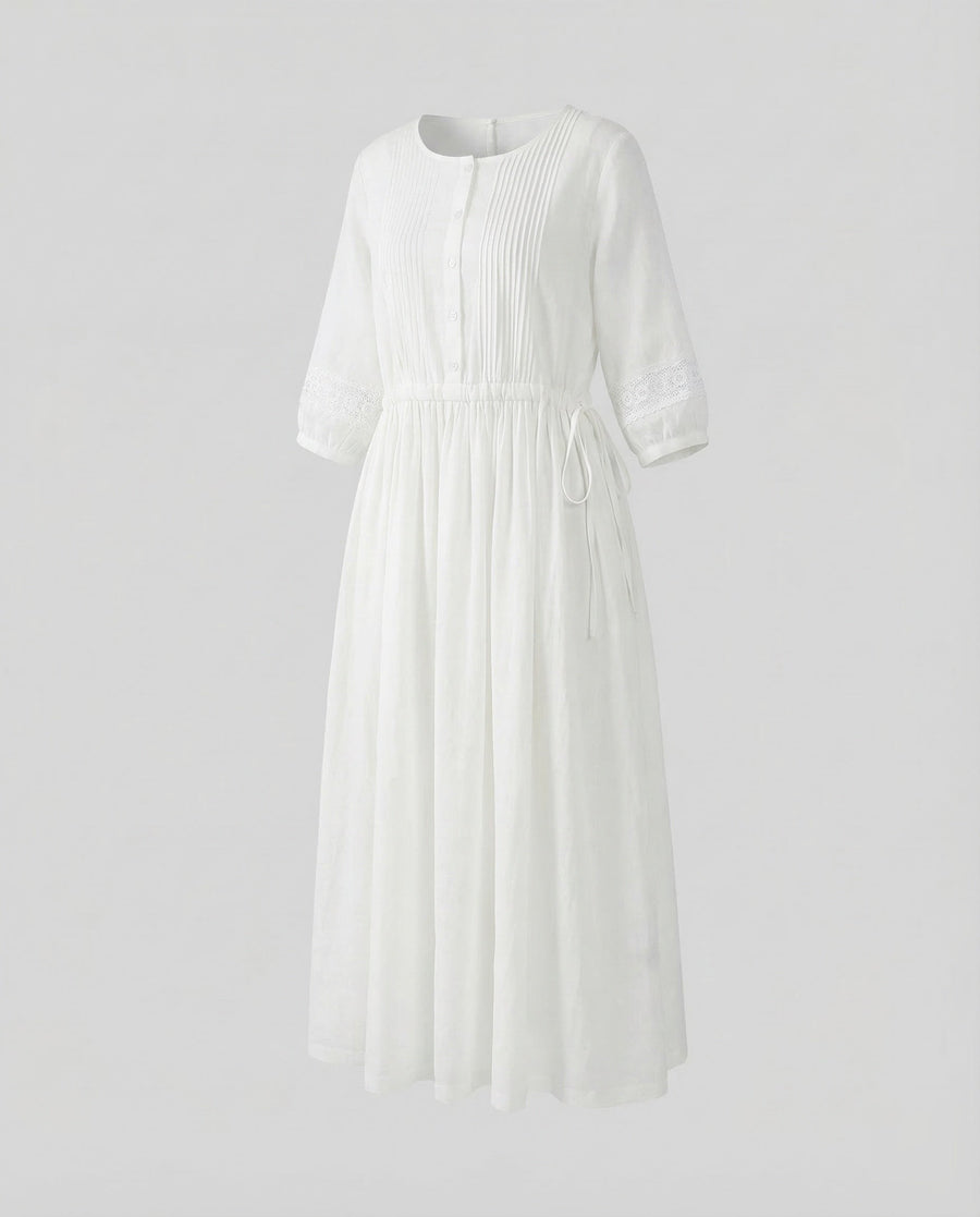 Karina Linen Maxi Dress in White
