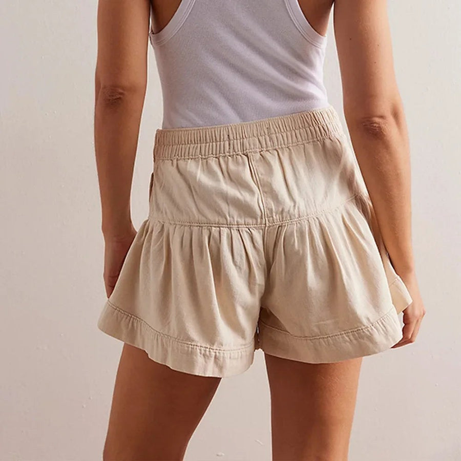 Kate Midrise Denim Shorts in Biege