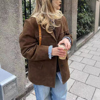 Katia Casual Leather Jacket with Oversized